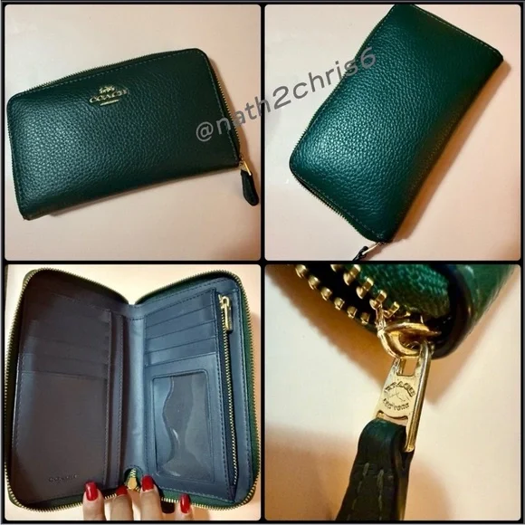 Coach Mollie Tote 25 Bag in Everglades Green & Leather Coach ID Zip Wallet. - Picture 8 of 16